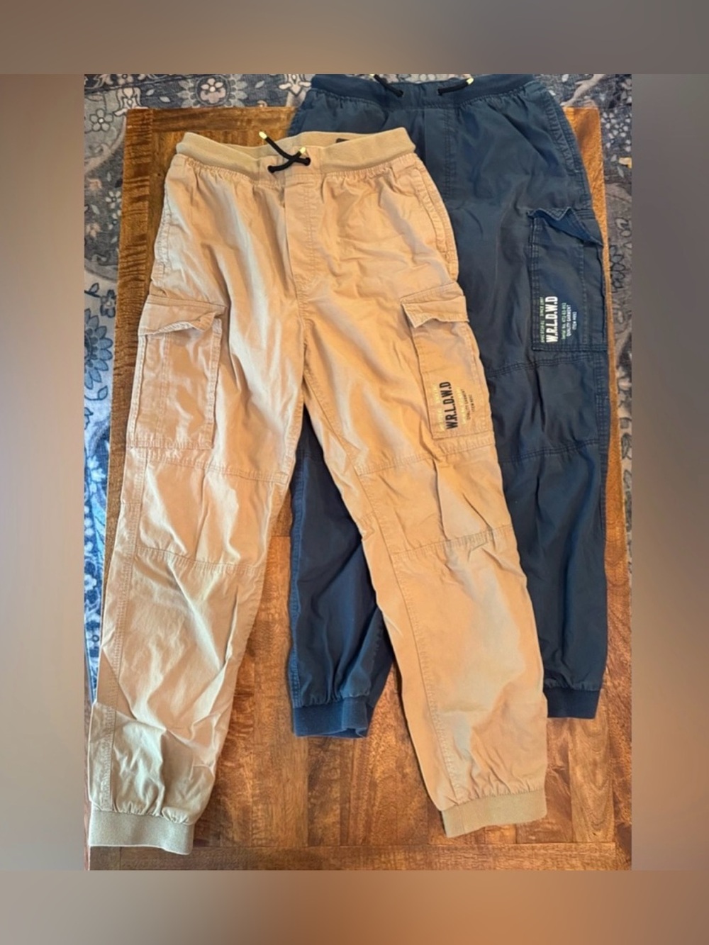 2 Pairs Unisex H&M Joggers Navy Blue & Beige Size 20 (Kids XXL)